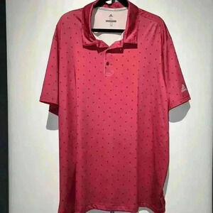 Adidas Golf Polo Men’s Shirt 2XL Light Pinkish/ Red & Blue
